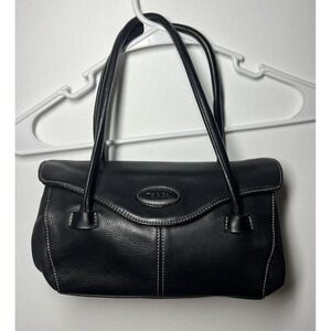 VTG Tig&Co Genuine Leather Black Mini Shoulder Bag Purse Y2K 90s Style - 9x6x3